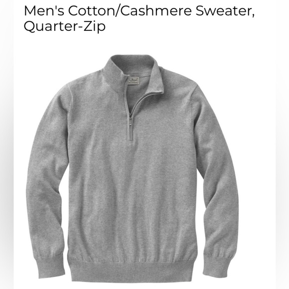 L.L. Bean 1/4 pullover size XL, cotton/cashmere blend in gray - Picture 1 of 5